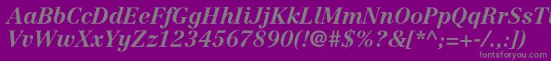CentennialltstdBolditalic-fontti – harmaat kirjasimet violetilla taustalla