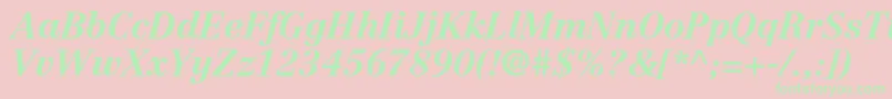フォントCentennialltstdBolditalic – ピンクの背景に緑の文字