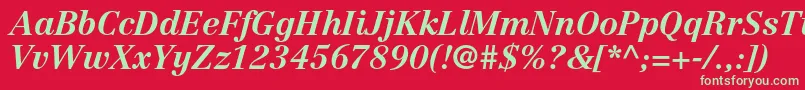 CentennialltstdBolditalic-fontti – vihreät fontit punaisella taustalla
