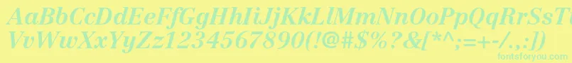 フォントCentennialltstdBolditalic – 黄色い背景に緑の文字