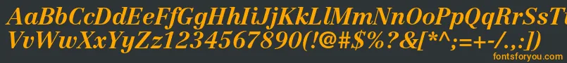 CentennialltstdBolditalic-Schriftart – Orangefarbene Schriften auf schwarzem Hintergrund