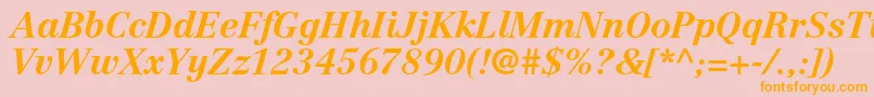 CentennialltstdBolditalic-Schriftart – Orangefarbene Schriften auf rosa Hintergrund
