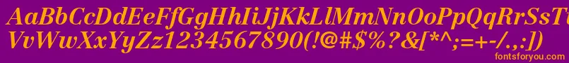 CentennialltstdBolditalic-Schriftart – Orangefarbene Schriften auf violettem Hintergrund