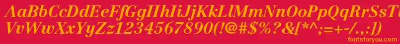 CentennialltstdBolditalic Font – Orange Fonts on Red Background