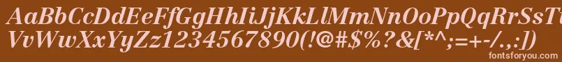 CentennialltstdBolditalic-fontti – vaaleanpunaiset fontit ruskealla taustalla