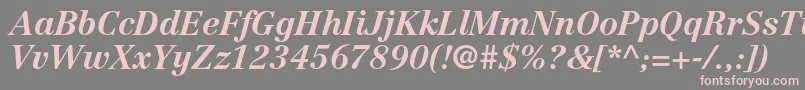 フォントCentennialltstdBolditalic – 灰色の背景にピンクのフォント