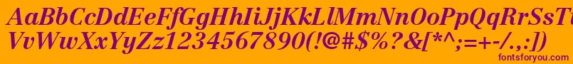 CentennialltstdBolditalic-Schriftart – Violette Schriften auf orangefarbenem Hintergrund