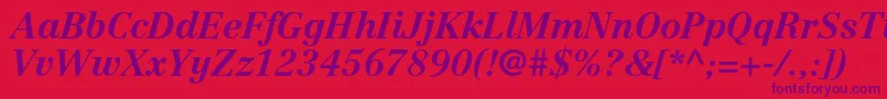 CentennialltstdBolditalic-fontti – violetit fontit punaisella taustalla