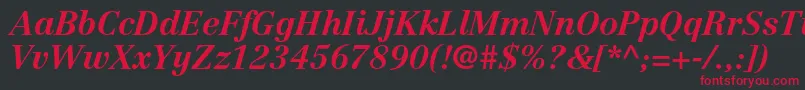 フォントCentennialltstdBolditalic – 黒い背景に赤い文字