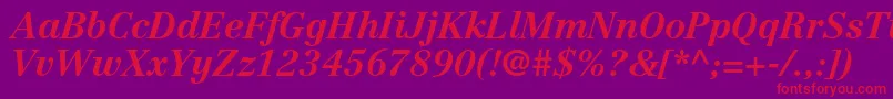CentennialltstdBolditalic-fontti – punaiset fontit violetilla taustalla
