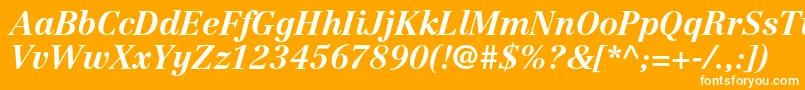 CentennialltstdBolditalic-fontti – valkoiset fontit oranssilla taustalla