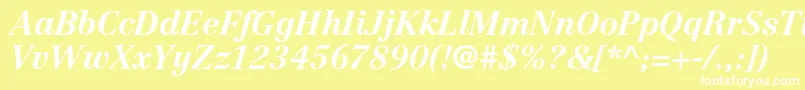 CentennialltstdBolditalic-fontti – valkoiset fontit keltaisella taustalla