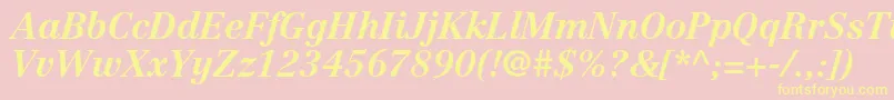 CentennialltstdBolditalic-fontti – keltaiset fontit vaaleanpunaisella taustalla