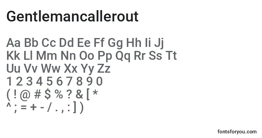 Czcionka Gentlemancallerout – alfabet, cyfry, specjalne znaki