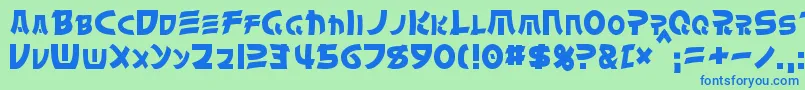 フォントChinyen – 青い文字は緑の背景です。