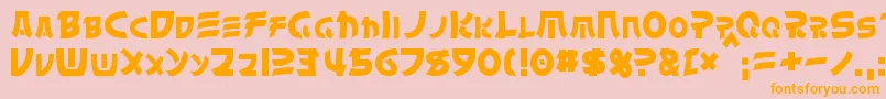 フォントChinyen – オレンジの文字がピンクの背景にあります。