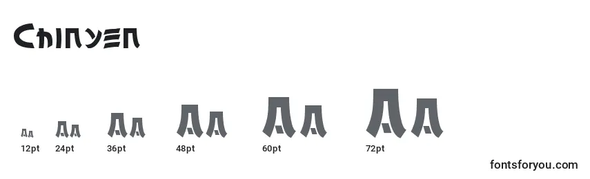 Размеры шрифта Chinyen