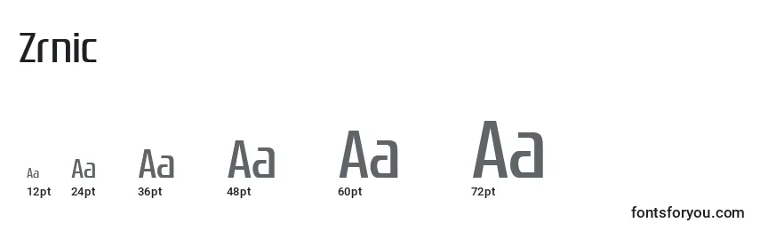 Zrnic Font Sizes