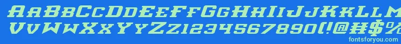 InterceptorExpandedItalic Font – Green Fonts on Blue Background