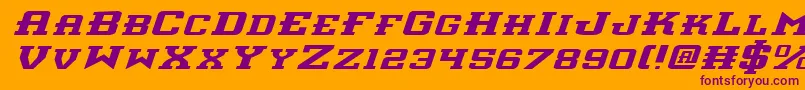 InterceptorExpandedItalic Font – Purple Fonts on Orange Background