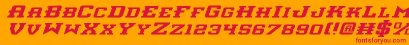 InterceptorExpandedItalic Font – Red Fonts on Orange Background