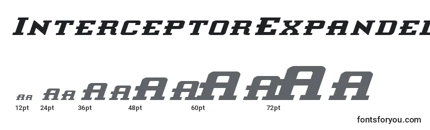 Размеры шрифта InterceptorExpandedItalic