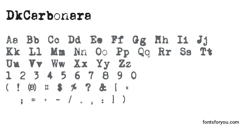 Czcionka DkCarbonara – alfabet, cyfry, specjalne znaki