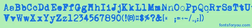 フォントDkCarbonara – 青い文字は緑の背景です。