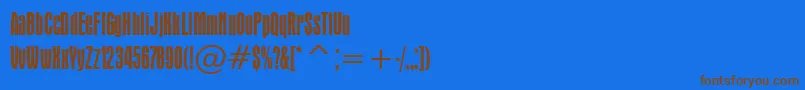 フォントAuroraCondensedBt – 茶色の文字が青い背景にあります。