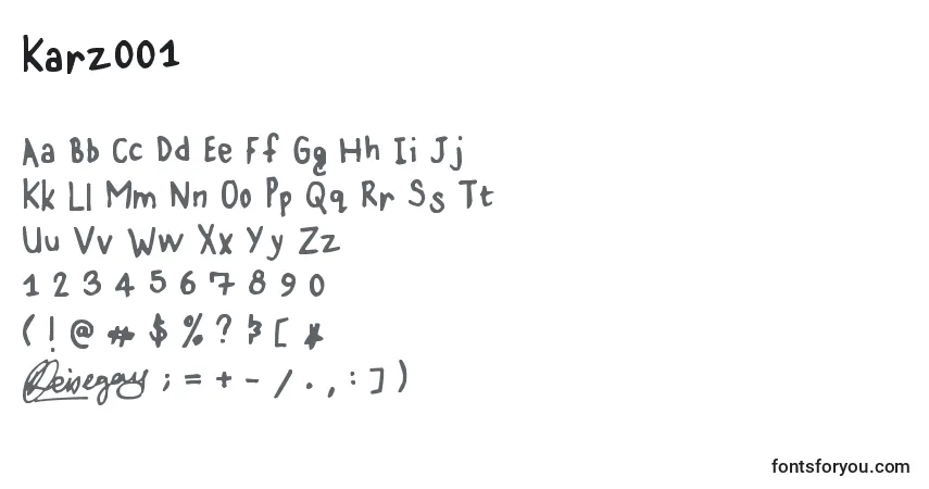 Шрифт Karz001 – алфавит, цифры, специальные символы