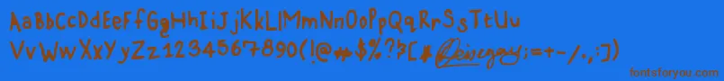 Karz001 Font – Brown Fonts on Blue Background
