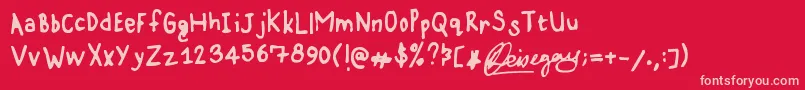 Fonte Karz001 – fontes rosa em um fundo vermelho