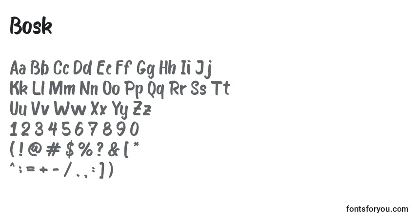 Шрифт Bosk – алфавит, цифры, специальные символы