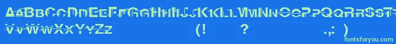 Czcionka PsychoFont2005x – zielone czcionki na niebieskim tle