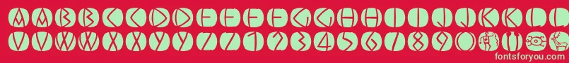 Oldgreekbuttons-Schriftart – Grüne Schriften auf rotem Hintergrund