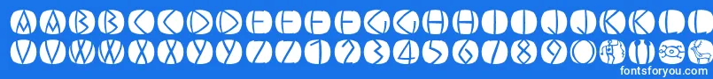 Fonte Oldgreekbuttons – fontes brancas em um fundo azul