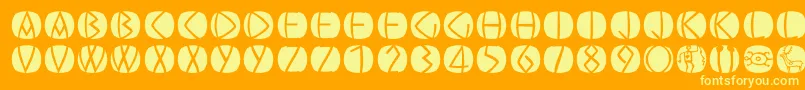 Oldgreekbuttons-fontti – keltaiset fontit oranssilla taustalla