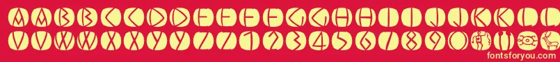 Fonte Oldgreekbuttons – fontes amarelas em um fundo vermelho