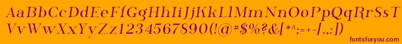 Phosphor-Schriftart – Violette Schriften auf orangefarbenem Hintergrund