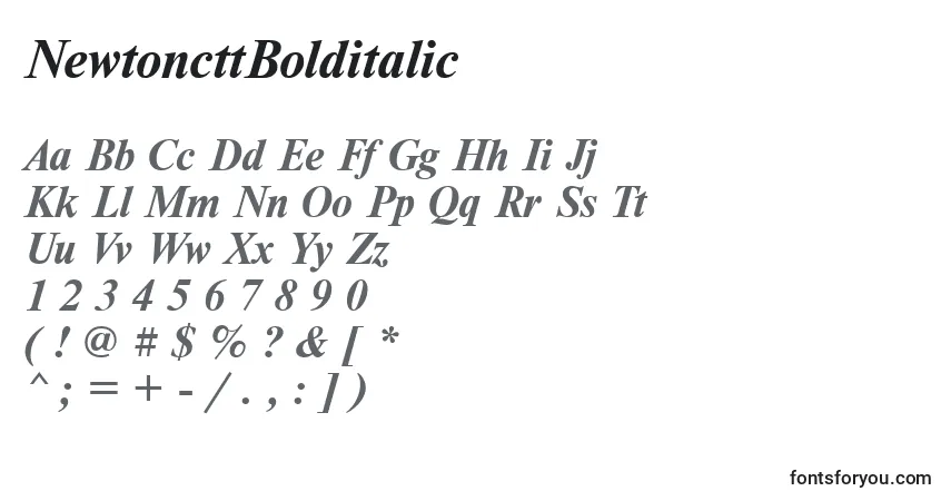 A fonte NewtoncttBolditalic – alfabeto, números, caracteres especiais