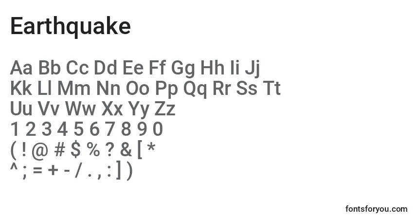 Earthquake Font – alphabet, numbers, special characters
