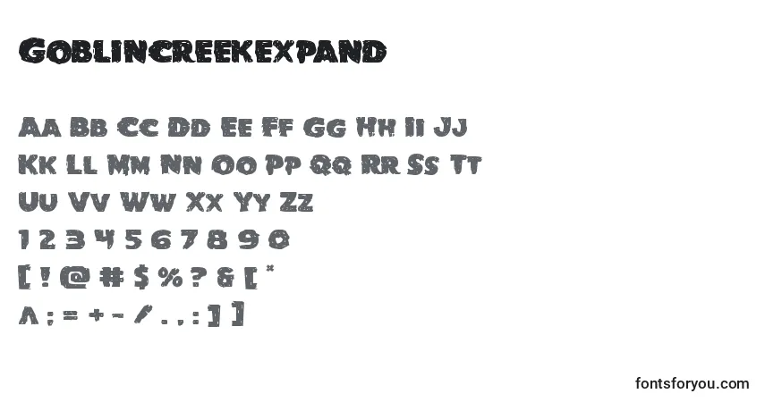 A fonte Goblincreekexpand – alfabeto, números, caracteres especiais