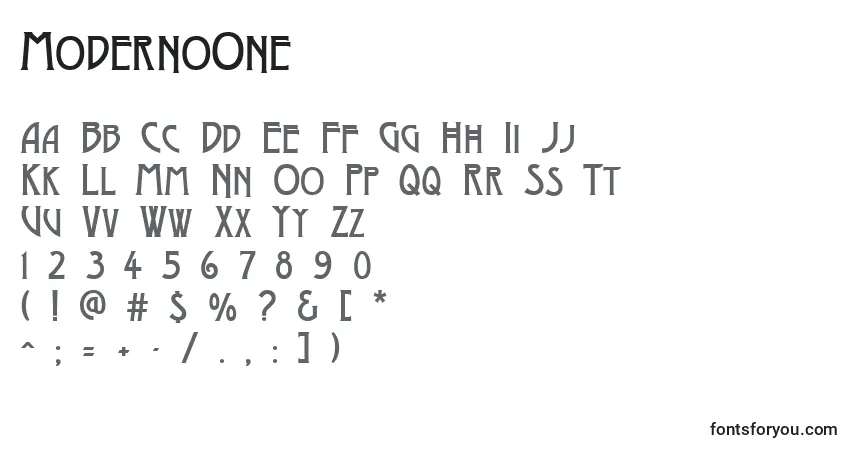 Шрифт ModernoOne – алфавит, цифры, специальные символы