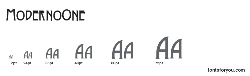 Размеры шрифта ModernoOne