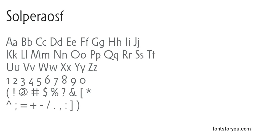 Czcionka Solperaosf – alfabet, cyfry, specjalne znaki