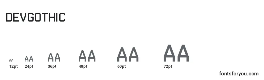 Размеры шрифта Devgothic