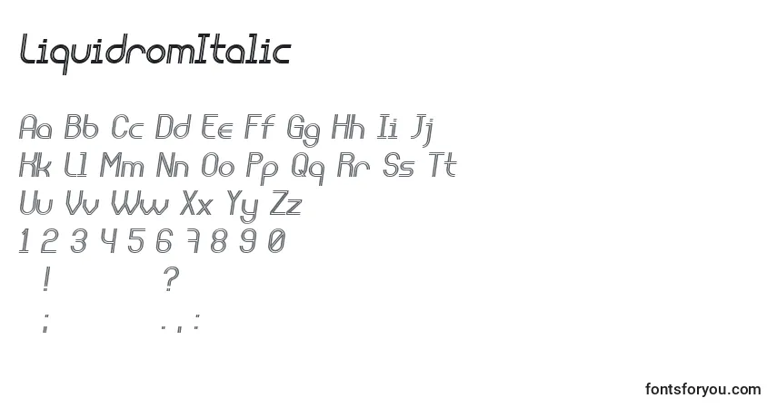 LiquidromItalic Font – alphabet, numbers, special characters