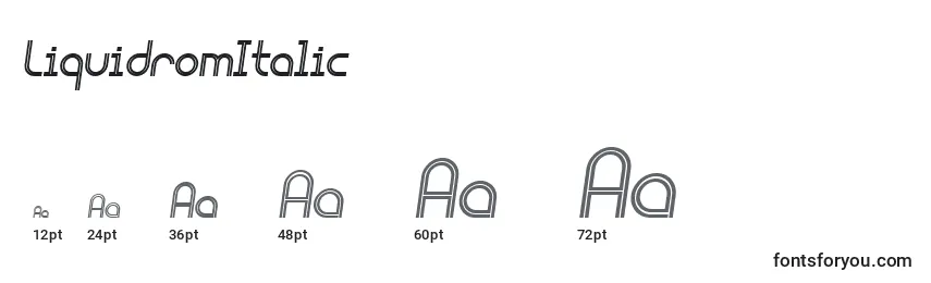 LiquidromItalic Font Sizes