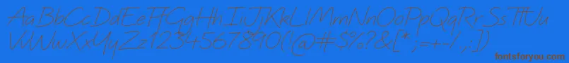 Quinzey-Schriftart – Braune Schriften auf blauem Hintergrund