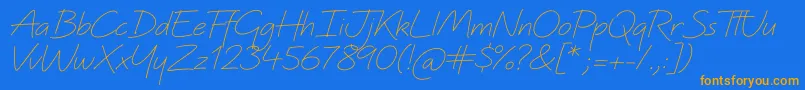Weitere Informationen zur Quinzey-Schriftart Quinzey-Schriftart – Orangefarbene Schriften auf blauem Hintergrund